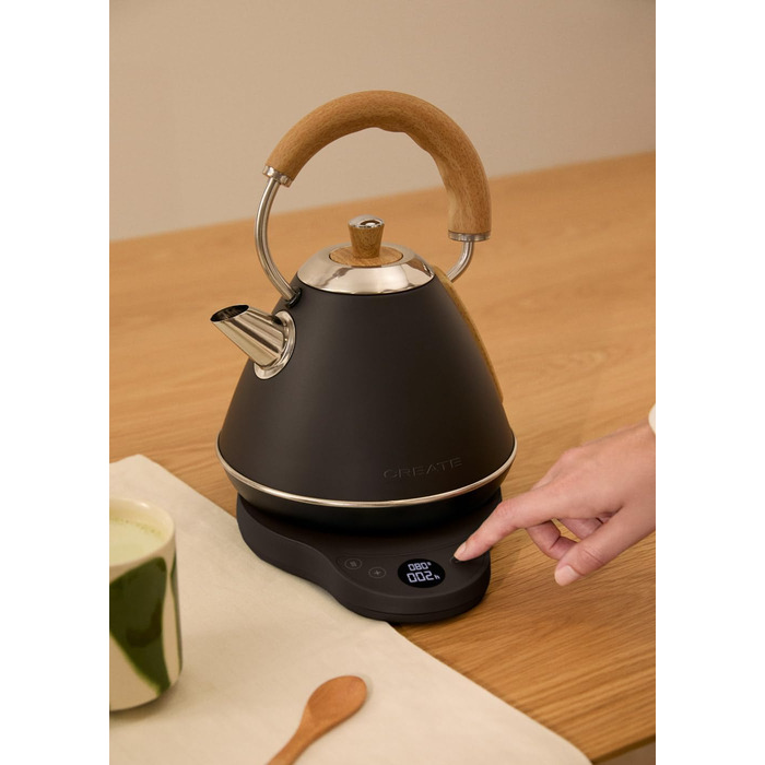 Електричний чайник RETRO PRO з регулюванням температури, 1 л, автоматичне відключення, швидке кип'ятіння, чорний