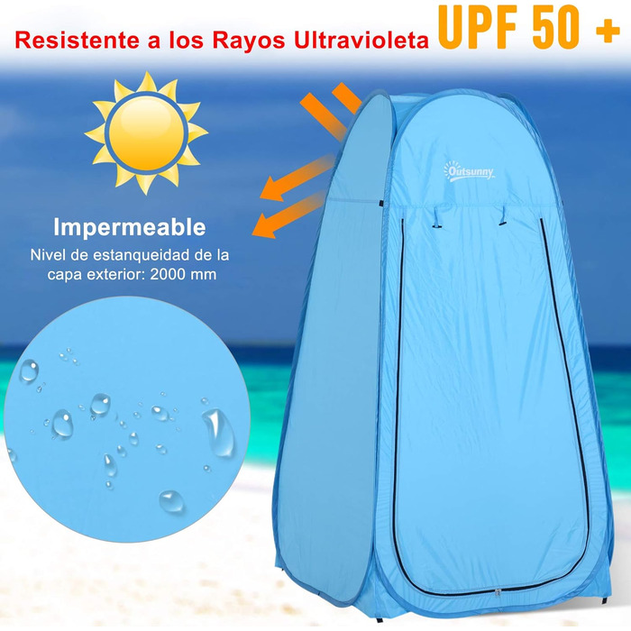Намет для душу та туалету Outsunny, водонепроникний, для кемпінгу, 100x100x185 см, блакитний
