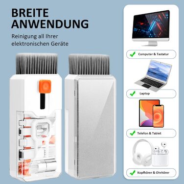 Набір для чищення клавіатури Ordilend: комплексна очистка для ПК, ноутбука, телефону та камери (білий)