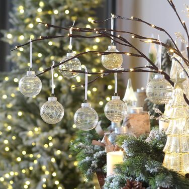 Набір прикрас для ялинки Sea Team 60 мм (30 шт.) — золоті кулі з малюнком та блискітками