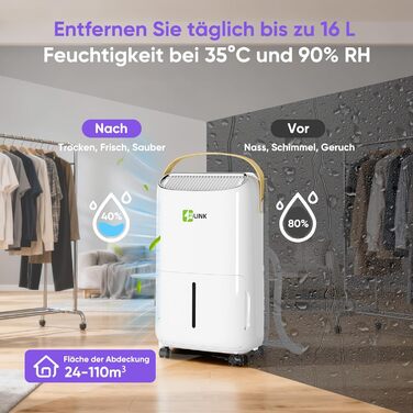 Електричний осушувач повітря 9л/24г, тихий, з дитячим блокуванням, захистом від переливу та автоматичним перезапуском. Підходить для спальні, ванної кімнати, підвалу та пральні. Осушувач повітря 16л/день.