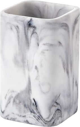 Органайзер для ванної кімнати ZCCZ: великий тримач для зубних щіток з імітацією каменю, чаша для зубної щітки з багатьма відділеннями для електричної щітки, косметики, пензлів, бритви (білий квадрат)