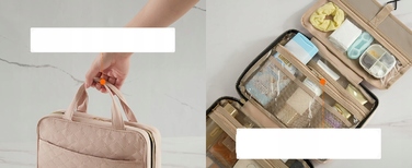 Жіноча косметичка для подорожей XXL, рожева, підвісна з гачком, 32x23x11 см