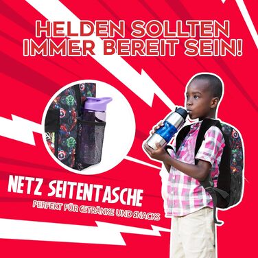 Дитячий рюкзак Marvel Spiderman з героями Marvel: Avengers, Iron Man та іншими. Ідеальний для школи, подарунок. Чорний, 40x30x16 см