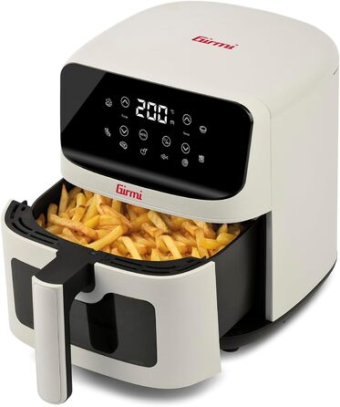 Фритюрниця електрична Girmi Ecofrit Lite 4.2л, 1400 Вт, з цифровим дисплеєм, 8 програм, таймер, регулювання температури, без BPA/PFOA, книга рецептів