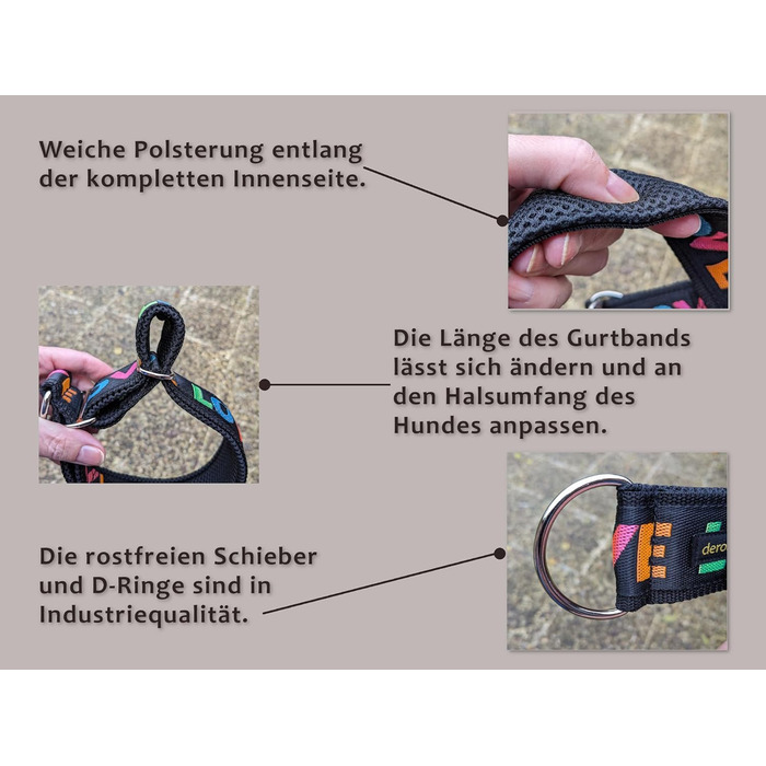 Нашийник для собак Martingale з м'якою підкладкою, 5 см, тренувальний, регульований (до 52 см обхват шиї, 58 см обхват голови), стопор 6 см, сталеві деталі