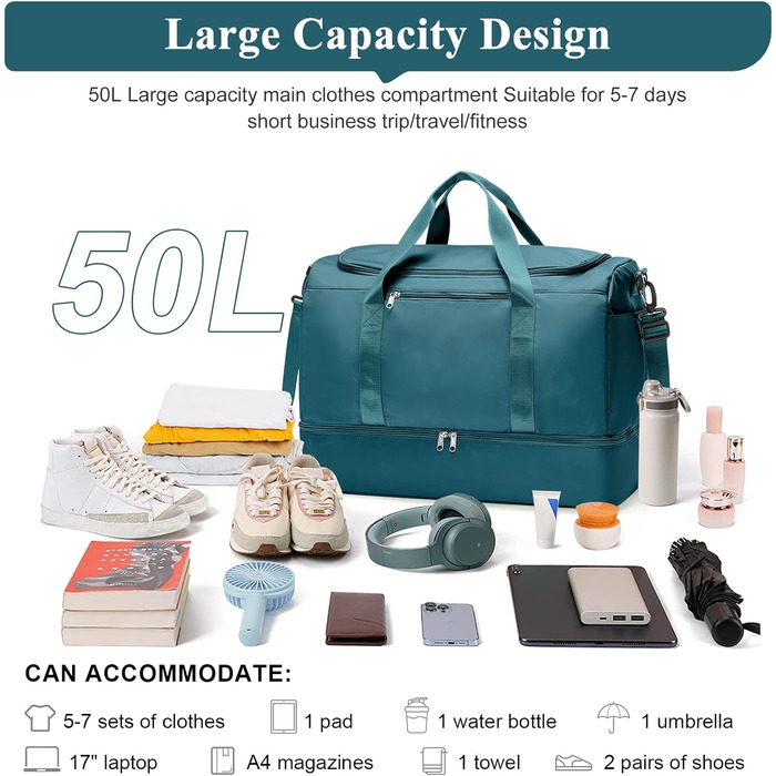 Спортивна сумка для подорожей Easyjet: водонепроникна дорожня сумка-шопер з відділенням для взуття, 45л, A5, бежева