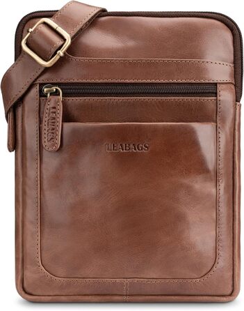 Сумка через плече LEABAGS з натуральної шкіри для чоловіків та жінок (Vintage Cognac)