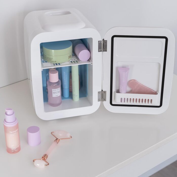 Mini холодильник Flamingueo 4L, 12V/220V: Косметичний, для догляду за шкірою, настільний, білий