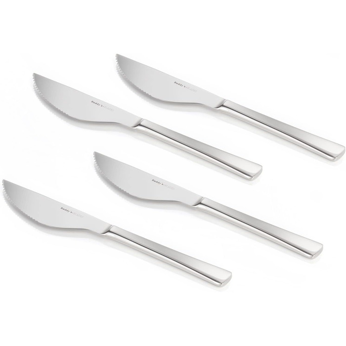 Buddy's Blades - Pizza Cutter Set, 4-Piece Set, Pizza Knife Set, Knife Set, Wavy Edge, Gift Box, Blade Length 11 cm, 23 cm Length, Stainless Steel
