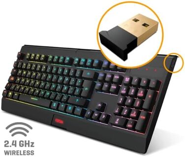 KROM Kabala – Бездротовий ігровий набір з RGB-клавіатурою та мишею, 6 Anti-Ghosting клавіш, 800-4800 DPI, іспанська розкладка, сумісний з PC, чорний