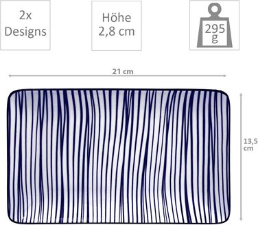 Японський блакитний суші-набір Nippon з подарунковою коробкою та палочками (4 шт.) 21x13.5 & 9.5x3 см