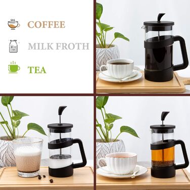 RAINBEAN French Press Maker, 3/6 Cup Coffee Maker Coffee Press for Filter Coffee, Loose Leaf Tea, and Milk Foam, with Triple Stainless Steel Filter, Heat-Resistant Borosilicate Glass, (1000 ML)