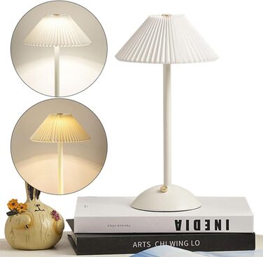 Світлодіодна настільна лампа Starnearby бездротова, з сенсорним димером та акумулятором. 3 режими світла, вінтажний металевий плафон. Лампа для спальні, офісу, тумбочки (біла основа)