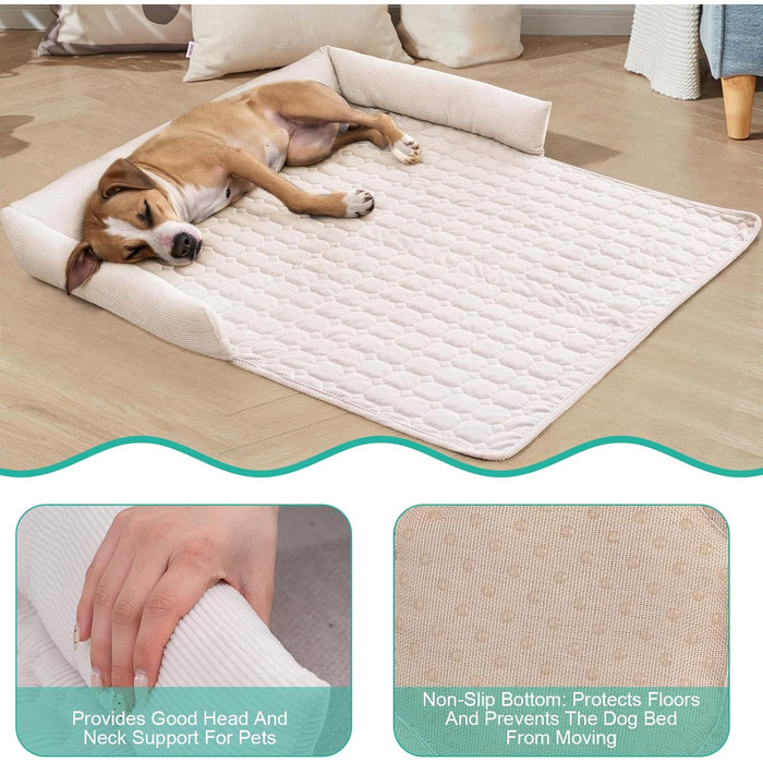 OKYUK Лежанка для собак, м'яка та зручна, лежанка-кошик, диван для собак, чохол для дивана, ручне прання, неслизька, підходить для собак з довгою шерстю (темно-сірий, 75x75x13 см) (90x90x10 см, бежевий)