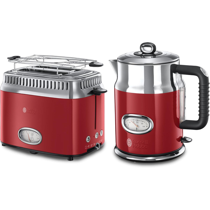 Тостер Russell Hobbs Retro червоний + Електричний чайник Russell Hobbs Retro червоний [Енергоклас A]
