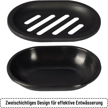 Набір з 2 мисок для мила AstraLoom, двошарові, пластикові, самозливні та з антипригарним покриттям - для ванної/кухні/губки (Чорний)