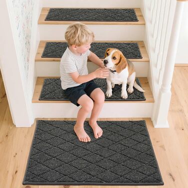 Ковзаючі сходи COSY HOMEER, 15 шт., 70 x 22 см, антиковзаючі, самоклеючі, машинне прання, 100% поліестер, TPE-підкладка, для дітей, літніх людей та домашніх тварин, сірий та білий