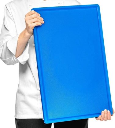 Професійна пластикова обробна дошка Forgast HACCP 60x40 см, синя, з жолобами для соку