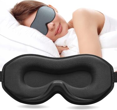 Маска для сну Umisleep для тих, хто спить на боці, 3D-орбіти, регульований ремінець, блокує світло, дихаюча, для чоловіків та жінок, для подорожей та йоги (сіра)
