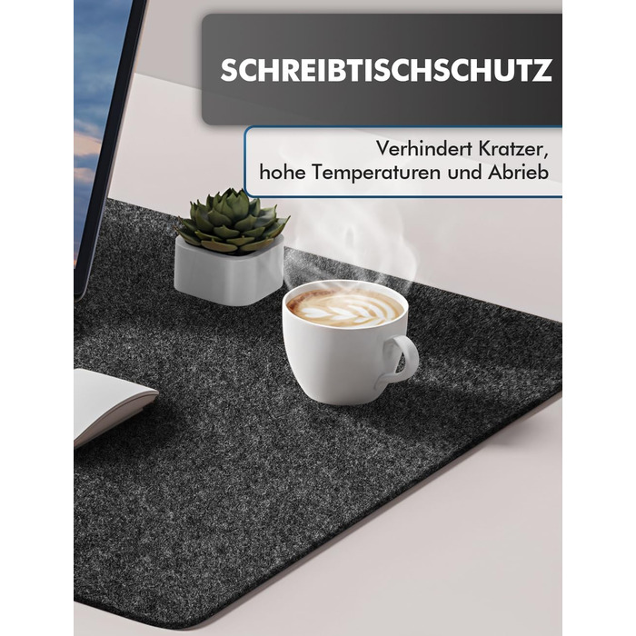 Підкладка для столу з фетру, 100x40 см, антиковзаюча, захист для офісу та дому (темно-сірий)