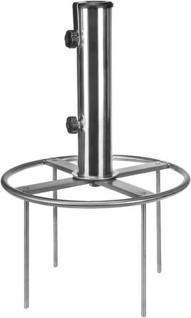 Andora Parasol Base XL Stainless Steel with Adapter 48/39/34 mm - Parasol Stand for Lawn
