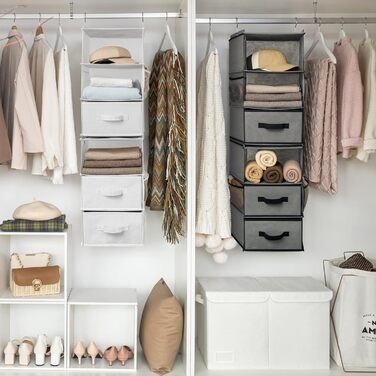 Органайзер для шафи GRANNY SAYS, підвісний, з шухлядами, 1 шт. - підвісне зберігання, полиця для шафи, тканинний органайзер для спальні (сірий, роздільник)