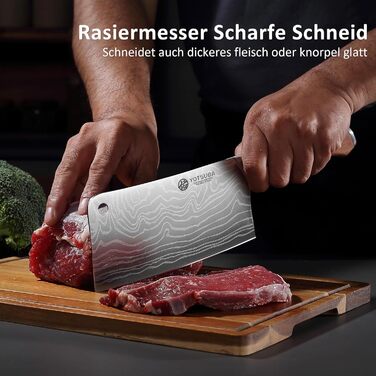 Кухонний ніж YOTSUBA Hackmesser 18 см: професійний кухонний тесак для м'яса та овочів з ергономічною ручкою Pakkawood