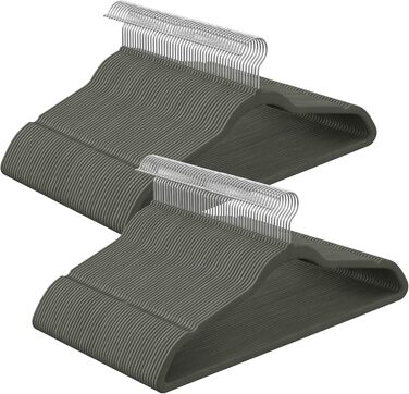 SONGMICS Плечики для одягу з оксамиту, 20 шт., для сорочок, жакеток, костюмів, 41.5 см, обертовий гачок, сірий