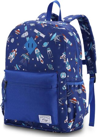 Дитячий рюкзак для школи Kinderrucksack для дівчаток та хлопчиків, 6-8 років, 1 клас, водонепроникний, 13 літрів, 29x12x38 см (Ракета)