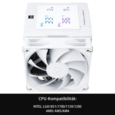 Кулер для процесора Thermalright Peerless Assassin 120 Digital ARGB White — двовежевий повітряний охолоджувач з цифровим дисплеєм, для AM4/AM5, LGA1851/1700/1200/115X