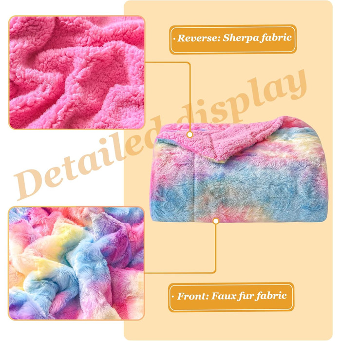 Плед NEWCOSPLAY з м'якого штучного хутра з підкладкою Sherpa, теплий та затишний, 100 x 130 см (Lila-Regenbogen, Throw(40'x50'), Dunkler Regenbogen)