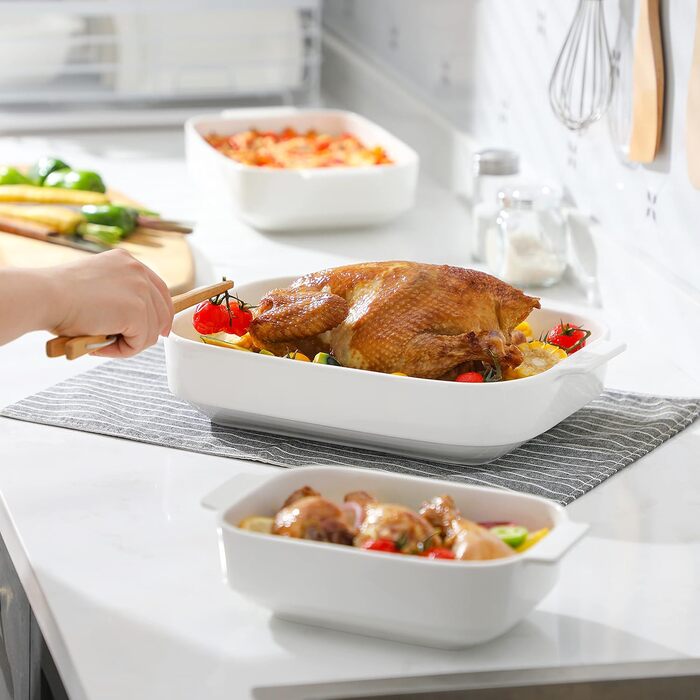 MALACASA Набір форм для запікання Bake.Bake, 3 шт. (порцеляна) - набір для випічки, каструль, тарілки, супові тарілки, білий