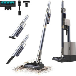 Бездротовий пилосос Cecotec Conga Rockstar 5500 Hurricane Station Flex Max: 220AW, 700W, станція самостійного очищення, 90 хв роботи, антизаплутана щітка, гнучкий шланг, циклонна технологія (Scoba 2100 + самоочищення)