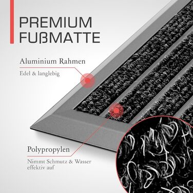 Килимок для входу зовнішній Bomoe 40x60 см, антиковзкий, нержавіюча сталь, сірий металік