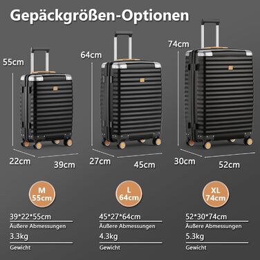 Набір валіз Joyway 3 шт. з жорстким корпусом, легкий, PP, TSA замок, 4 колеса, рожеве золото, 20'+24'+28'