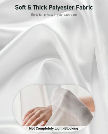 Шторка для душу Uniclife, біла, 180x180 см, тканинна, водонепроникна, з 12 міцними люверсами та обтяженим низом для ванни