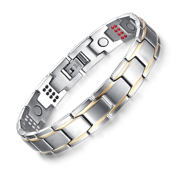 Чоловічий браслет JFUME з нержавіючої сталі, подарунок для чоловіків, 21,5 см, регульований (срібло та золото)