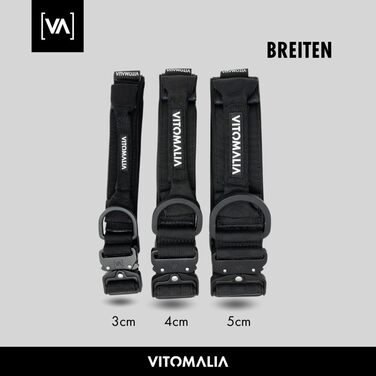 Тактичне нашийник для собак, 5 см: міцний нейлон, магнітна ручка, надійна застібка, для великих собак (5 см/XL = 50-70 см, Чорний)