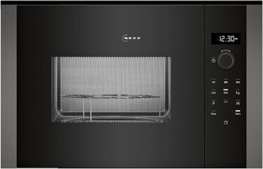 Вбудована мікрохвильова піч NEFF HLAWG25S3 з грилем, 50x38 см, чорний колір, LED дисплей, автоматичні програми, Easy Clean, Easy Clock