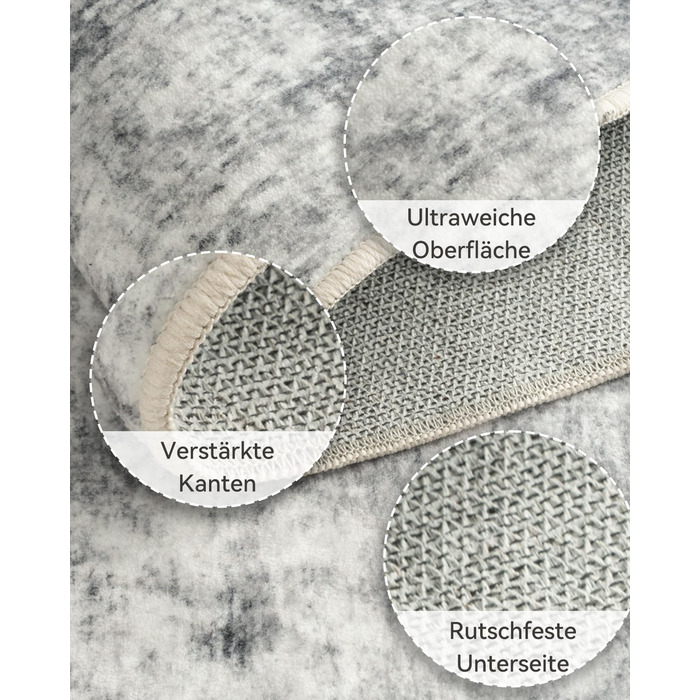 Килимок-довгий килим (бігун) з неслизьким покриттям, короткий ворс, для кухні, миття, згинання, абстрактний дизайн для входу, кухні, вітальні та офісу, синьо-чорний (150 x 210 см, сіро-білий)