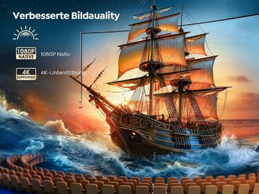 YABER V12 проєктор 4K: Full HD, WiFi6, Bluetooth 5.2, автофокус, 60Hz, 20W Dolby, для дому та на вулицю, 50% Zoom