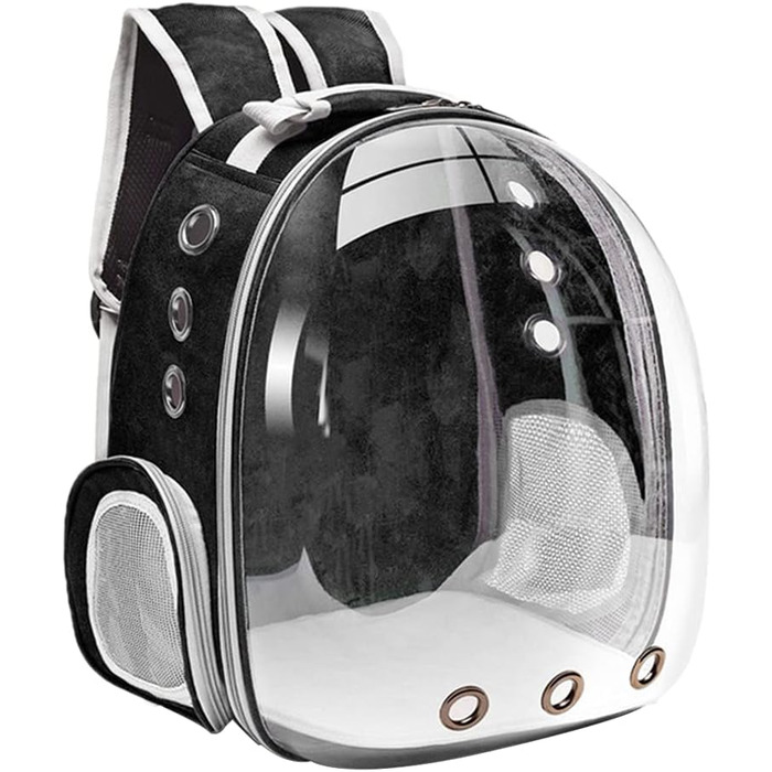 Рюкзак-переноска для кота MagiDeal Premium, велика прозора сумка для тварин, портативна, з вентиляцією, для котів та маленьких собак, водонепроникний, чорний