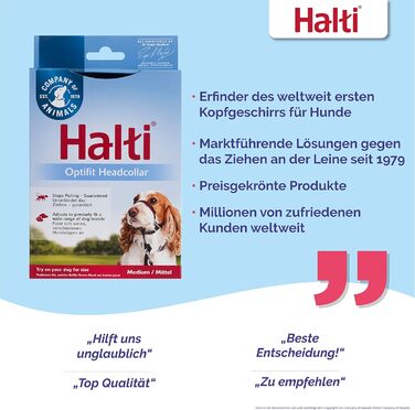 HALTI Optifit Headcollar, Medium Size - Prevents Your Dog from Pulling on the Leash, Easy Adjustment, Lightweight, with Padded Nose Piece, Anti-Pull Harness for Medium-Sized Dogs