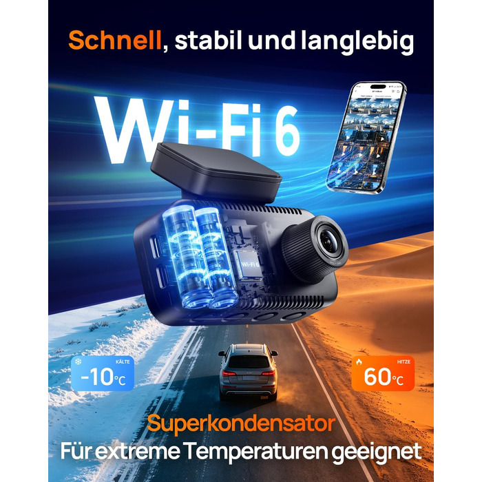 Автомобільний відеореєстратор 70mai A810 Lite 4K з Wi-Fi 6, передня та задня камери, чорний (Carbon Black)