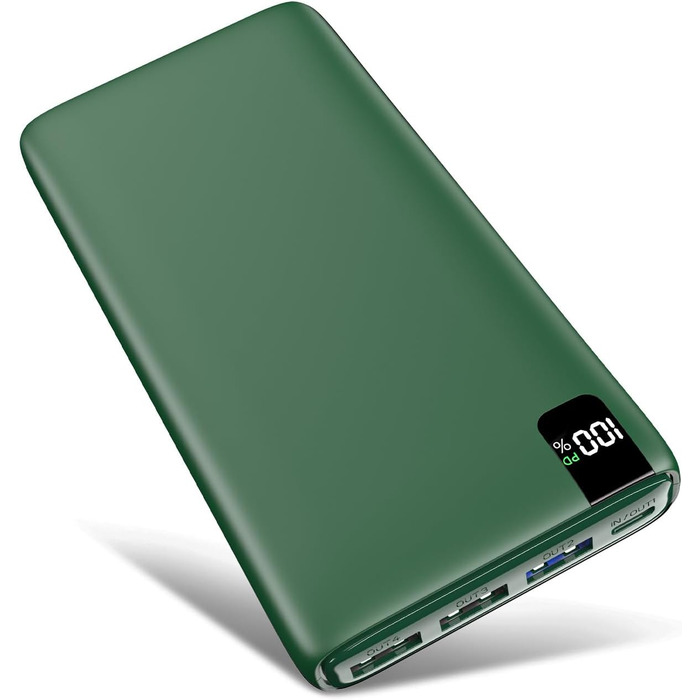 Power Bank Riapow 26800mAh: Швидка зарядка USB-C, 4 порти, LED-дисплей, для смартфонів та планшетів (зелений)