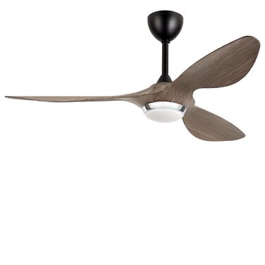 Стеляний вентилятор Reiga з підсвічуванням та пультом дистанційного керування, 132 см, тихий реверсивний двигун, 6 швидкостей, таймер, регульована яскравість та 3 колірні температури, коричневі лопаті (сірі та чорні лопаті)