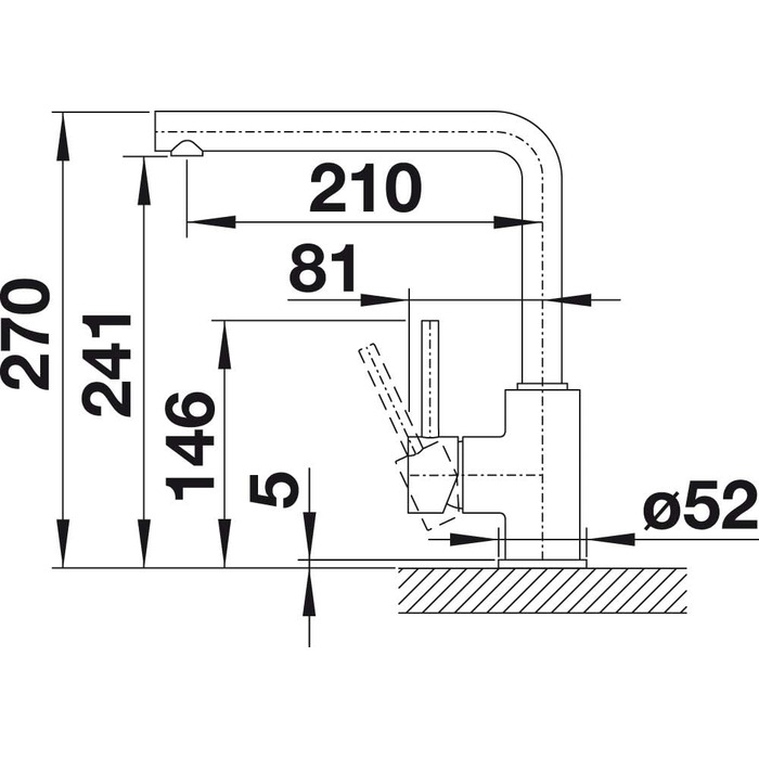 Змішувач кухонний BLANCO MILA хром | Високий тиск | Захист від зворотного потоку | Керамічний картридж | Захист якості води та економія води | Розміри: 10,5x25,5x27 см | Вивід - трубка