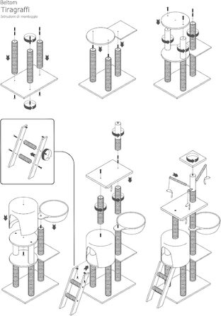 Дерев'яний кігтеточка для котів Beltom® Kratzbaum 140 см, ігровий комплекс, бежевий