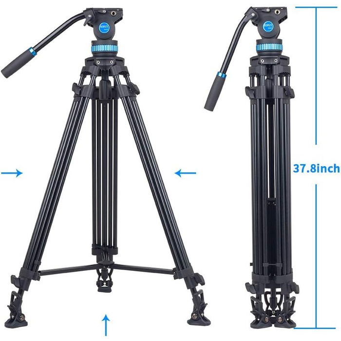 Штатив відео SIRUI SH15: компактний штатив для відеозйомки з 360° поворотним вузлом, висота 155 см, вантажопідйомність 10 кг, для DSLR, Camcorder, відеокамер